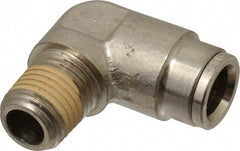 Norgren - 1/4 NPTF, Nickel Plated Brass Push-to-Connect Tube Male Elbow - 260 Max psi, Tube to Male NPT Connection - Americas Industrial Supply