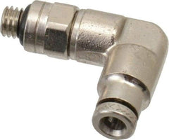 Norgren - 10-32 UNF, Nickel Plated Brass Push-to-Connect Tube Male Swivel Elbow - 260 Max psi, Tube to Male UNF Connection - Americas Industrial Supply