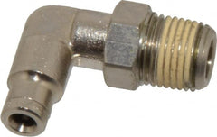 Norgren - 1/8 NPTF, Nickel Plated Brass Push-to-Connect Tube Male Swivel Elbow - 260 Max psi, Tube to Male NPT Connection - Americas Industrial Supply