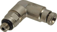 Norgren - 10-32 UNF, Nickel Plated Brass Push-to-Connect Tube Male Swivel Elbow - 260 Max psi, Tube to Male UNF Connection - Americas Industrial Supply