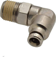 Norgren - 1/8 NPTF, Nickel Plated Brass Push-to-Connect Tube Male Swivel Elbow - 260 Max psi, Tube to Male NPT Connection - Americas Industrial Supply