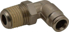 Norgren - 1/4 NPTF, Nickel Plated Brass Push-to-Connect Tube Male Swivel Elbow - 260 Max psi, Tube to Male NPT Connection - Americas Industrial Supply