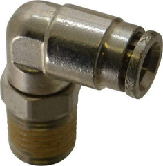 Norgren - 1/4 NPTF, Nickel Plated Brass Push-to-Connect Tube Male Swivel Elbow - 260 Max psi, Tube to Male NPT Connection - Americas Industrial Supply