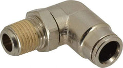 Norgren - 1/4 NPTF, Nickel Plated Brass Push-to-Connect Tube Male Swivel Elbow - 260 Max psi, Tube to Male NPT Connection - Americas Industrial Supply