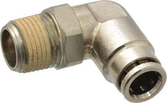 Norgren - 3/8 NPTF, Nickel Plated Brass Push-to-Connect Tube Male Swivel Elbow - 260 Max psi, Tube to Male NPT Connection - Americas Industrial Supply