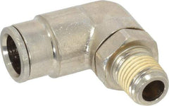 Norgren - 1/4 NPTF, Nickel Plated Brass Push-to-Connect Tube Male Swivel Elbow - 260 Max psi, Tube to Male NPT Connection - Americas Industrial Supply