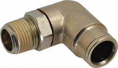 Norgren - 3/8 NPTF, Nickel Plated Brass Push-to-Connect Tube Male Swivel Elbow - 260 Max psi, Tube to Male NPT Connection - Americas Industrial Supply