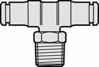Norgren - 3/8 NPTF, Nickel Plated Brass Push-to-Connect Tube Male Swivel Branch Tee - 260 Max psi, Tube to Male NPT Connection - Americas Industrial Supply