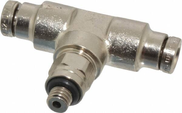 Norgren - 10-32 UNF, Nickel Plated Brass Push-to-Connect Tube Male Swivel Branch Tee - 260 Max psi, Tube to Male UNF Connection - Americas Industrial Supply