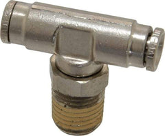 Norgren - 1/4 NPTF, Nickel Plated Brass Push-to-Connect Tube Male Swivel Branch Tee - 260 Max psi, Tube to Male NPT Connection - Americas Industrial Supply