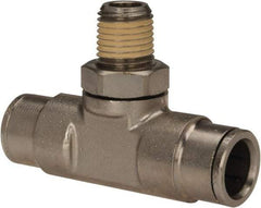 Norgren - 1/4 NPTF, Nickel Plated Brass Push-to-Connect Tube Male Swivel Branch Tee - 260 Max psi, Tube to Male NPT Connection - Americas Industrial Supply