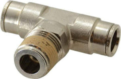 Norgren - 1/2 NPTF, Nickel Plated Brass Push-to-Connect Tube Male Swivel Branch Tee - 260 Max psi, Tube to Male NPT Connection - Americas Industrial Supply