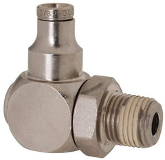 Norgren - 1/8 NPTF, Nickel Plated Brass Push-to-Connect Tube Banjo Elbow - 260 Max psi, Tube to Male Connection - Americas Industrial Supply