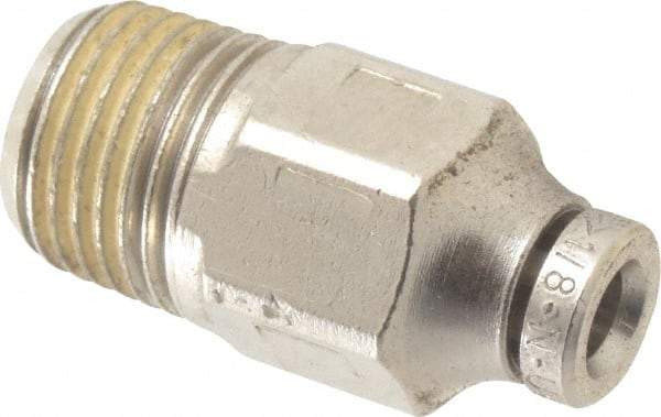 Norgren - 1/8" Outside Diam, 1/8 BSPT, Nickel Plated Brass Push-to-Connect Tube Male Connector - 260 Max psi, Tube to Male Connection - Americas Industrial Supply