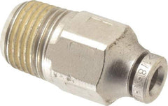 Norgren - 1/8" Outside Diam, 1/8 BSPT, Nickel Plated Brass Push-to-Connect Tube Male Connector - 260 Max psi, Tube to Male Connection - Americas Industrial Supply