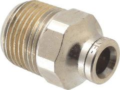 Norgren - 1/4" Outside Diam, 3/8 BSPT, Nickel Plated Brass Push-to-Connect Tube Male Connector - 260 Max psi, Tube to Male Connection - Americas Industrial Supply