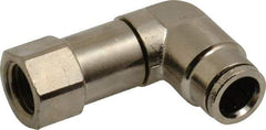 Norgren - 3/8" Outside Diam, 1/4 NPTF, Nickel Plated Brass Push-to-Connect Tube Female Swivel Elbow - 260 Max psi, Tube to Female NPT Connection - Americas Industrial Supply