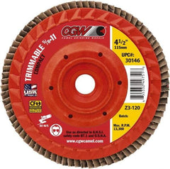 Camel Grinding Wheels - 40 Grit, 6" Disc Diam, 5/8-11 Center Hole, Compact Ceramic Flap Disc - 10,200 Max RPM, Cloth Backing, Arbor Attaching System, Coated - Americas Industrial Supply