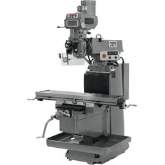 Jet - 12" Table Width x 54" Table Length, Variable Speed Pulley Control, 3 Phase Knee Milling Machine - NT40 Spindle Taper, 5 hp - Americas Industrial Supply