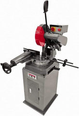 Jet - 11-1/2" Blade Diam, Straight/Miter Chop & Cut-Off Saw - 3 Phase, 3,450 RPM, 5 hp, 230/460 Volts, 4" Capacity in Pipe at 90°, 3-1/2" Capacity in Solids at 45° - Americas Industrial Supply