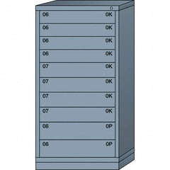 Lyon - 10 Drawer, Standard Eye-Level - Single Drawer Access Cabinet - Steel, 30" Wide x 28-1/4" Deep x 59-1/4" High, Dove Gray - Americas Industrial Supply