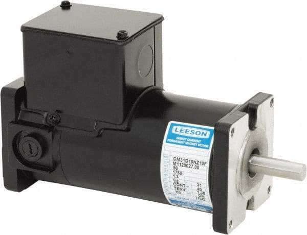 Leeson - 1/8 Max hp, 1,750 Max RPM, DC Electric AC DC Motor - 115 V Input, 31ES Frame, Square Flange Mount, TENV Enclosure - Americas Industrial Supply