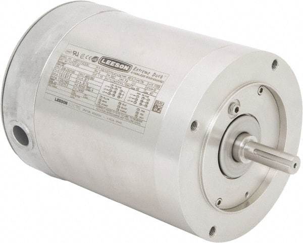 Leeson - 1/2 Max hp, 1,800 Max RPM, Electric AC DC Motor - 230/460 V Input, Three Phase, 56C Frame, C-Face Mount, TENV Enclosure - Americas Industrial Supply