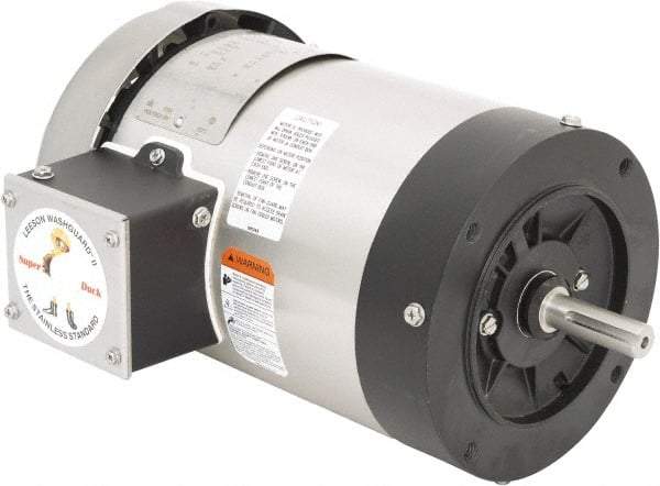 Leeson - 1 Max hp, 1,800 Max RPM, Premium Efficient Electric AC DC Motor - 230/460 V Input, Three Phase, 56C Frame, C-Face Mount, TEFC Enclosure - Americas Industrial Supply