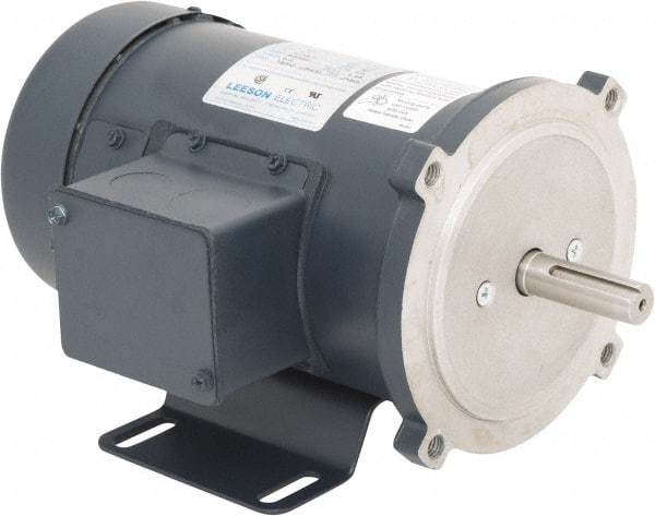 Leeson - 1/2 Max hp, 2,500 Max RPM, DC Electric AC DC Motor - 115 V Input, SS56C Frame, C-Face with Base Mount, TEFC Enclosure - Americas Industrial Supply