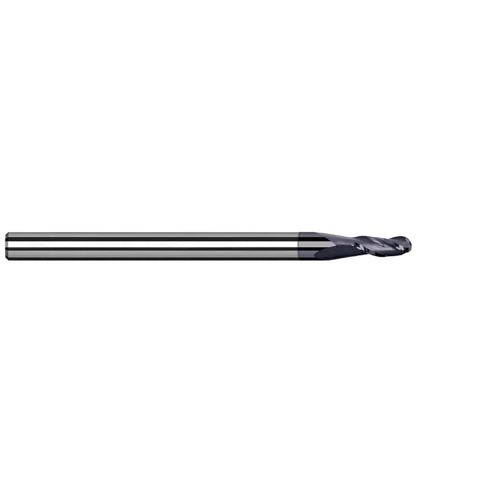 Harvey Tool - Ball End Mills; Mill Diameter (mm): 0.80 ; Mill Diameter (Inch): 1/32 ; Mill Diameter (Decimal Inch): 0.0310 ; Number of Flutes: 3 ; Length of Cut (mm): 1.2000 ; Length of Cut (Inch): 3/64 - Exact Industrial Supply