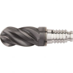 Kennametal - 0.3937" Mill Diam, 15mm LOC, Solid Carbide Ball End Mill Head - Spiral Flute, Right Hand Cut, 39° Helix, 4 Flutes, AlTiN Finish - Americas Industrial Supply