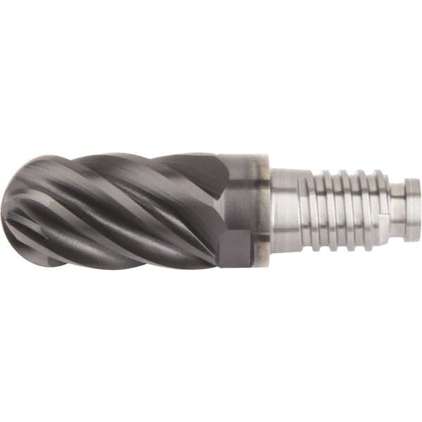 Kennametal - 3/8" Mill Diam, 9/16" LOC, Solid Carbide Ball End Mill Head - Spiral Flute, Right Hand Cut, 39° Helix, 6 Flutes, AlTiN Finish - Americas Industrial Supply