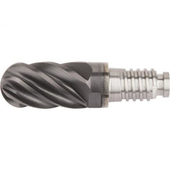 Kennametal - 3/8" Mill Diam, 9/16" LOC, Solid Carbide Ball End Mill Head - Spiral Flute, Right Hand Cut, 39° Helix, 6 Flutes, AlTiN Finish - Americas Industrial Supply