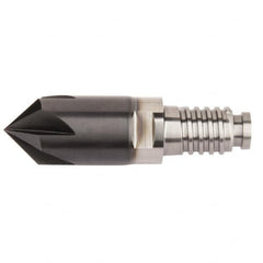 Kennametal - 3/8" Diam, 0.075" LOC, 0.075" Chamfer Width, 4 Flute Corner Chamfer - Solid Carbide, AlTiN Finish, Duo-Lock 10 Connection, Spiral Flute - Americas Industrial Supply