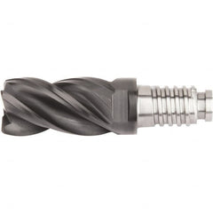 Kennametal - 1/2" Diam, 3/4" LOC, 4 Flute, 3.048mm Corner Radius End Mill Head - Solid Carbide, AlTiN Finish, Duo-Lock 12 Connection, Spiral Flute, 37 & 39° Helix, Centercutting - Americas Industrial Supply