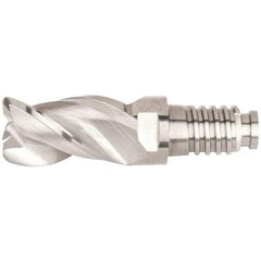 Kennametal - 3/8" Diam, 9/16" LOC, 3 Flute, 0.06" Corner Radius End Mill Head - Solid Carbide, Uncoated, Duo-Lock 10 Connection, Spiral Flute, 38° Helix, Centercutting - Americas Industrial Supply