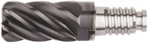 Kennametal - 1/2" Diam, 3/4" LOC, 6 Flute, 0.03" Corner Radius End Mill Head - Solid Carbide, AlTiN Finish, Duo-Lock 12 Connection, Spiral Flute, 37 & 39° Helix, Centercutting - Americas Industrial Supply