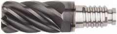 Kennametal - 3/8" Diam, 9/16" LOC, 6 Flute, 0.015" Corner Radius End Mill Head - Solid Carbide, AlTiN Finish, Duo-Lock 10 Connection, Spiral Flute, 37 & 39° Helix, Centercutting - Americas Industrial Supply