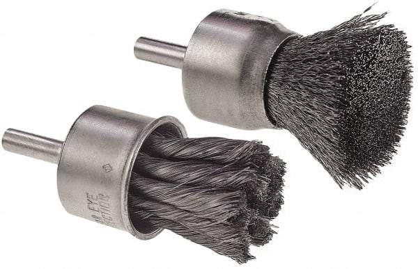 Camel Grinding Wheels - 1" Brush Diam, Knotted, End Brush - 1/4" Diam Shank, 1/4" Pilot Diam - Americas Industrial Supply