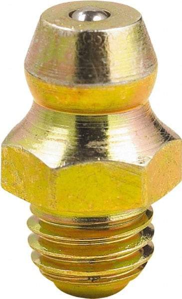 lumax - 0° Head Angle, 1/4-28 Taper Steel Taper Thread Grease Fitting - Zinc Plated Finish - Americas Industrial Supply