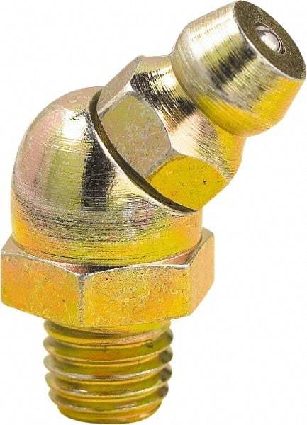 lumax - 45° Head Angle, 1/4-28 Taper Steel Taper Thread Grease Fitting - Zinc Plated Finish - Americas Industrial Supply