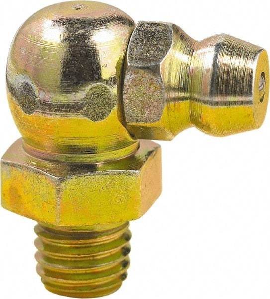 lumax - 90° Head Angle, 1/4-28 Taper Steel Taper Thread Grease Fitting - Zinc Plated Finish - Americas Industrial Supply