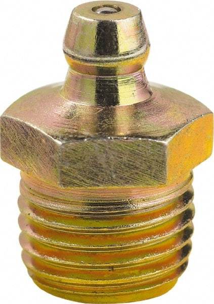 lumax - 0° Head Angle, 1/4 PTF Steel Taper Thread Grease Fitting - Zinc Plated Finish - Americas Industrial Supply