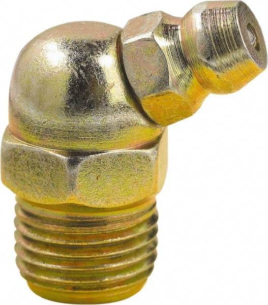 lumax - 45° Head Angle, 1/8 PTF Steel Taper Thread Grease Fitting - Zinc Plated Finish - Americas Industrial Supply