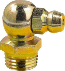 lumax - 90° Head Angle, M8x1 Metric Steel Taper Thread Grease Fitting - Zinc Plated Finish - Americas Industrial Supply