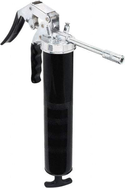 lumax - 7,000 Max psi, Rigid Pistol Grease Gun - 14 oz Capacity, 1/8 Thread Outlet, 25 Strokes per oz, 3-Way Fill - Americas Industrial Supply