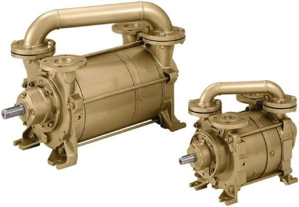 DEKKER Vacuum Technologies - 28.7 Hg Max, 1-1/2" ANSI 150# RF Flanged Inlet & Discharge, Two Stage Liquid Ring Vaccum Pump - 15 CFM, 2 hp, Cast Iron Housing, Bronze Impeller, 3,500 RPM, 230/460 Volts - Americas Industrial Supply