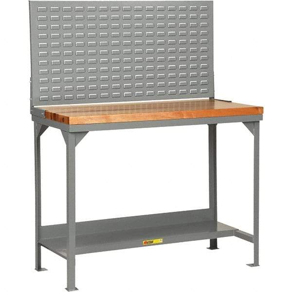 Little Giant - 48 Wide x 30" Deep x 36" High, Butcher Block Workbench - 1-3/4" Butcher Block Top, Fixed Legs, Gray - Americas Industrial Supply