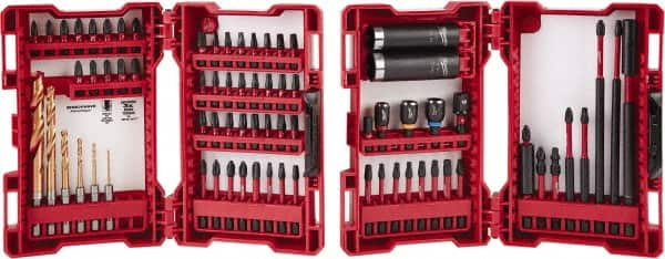 Milwaukee Tool - 75 Piece, Impact Driver Bit Set - 1/4 to 3/16" Hex, #1 to #3, Drilling/Screwdriving Utility Accessory Set Kit, 1/4" Hex Drive, Hex Point - Americas Industrial Supply