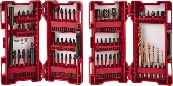 Milwaukee Tool - 60 Piece, Impact Driver Bit Set - 1/4 to 3/16" Hex, #1 to #3, Drilling/Screwdriving Utility Accessory Set Kit, 1/4" Hex Drive, Hex Point - Americas Industrial Supply